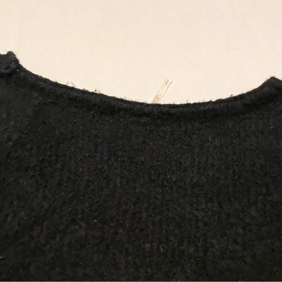 Free People Black V-Neck Twist Wrap Knit Pullover Sweater Women's Size S - Picture 10 of 15